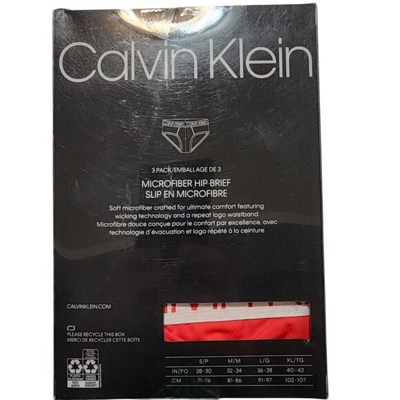Calvin Klein Men's NP21620932 3- Pack Microfiber Hip Brief, Multicolor‎ - Picture 2 of 2